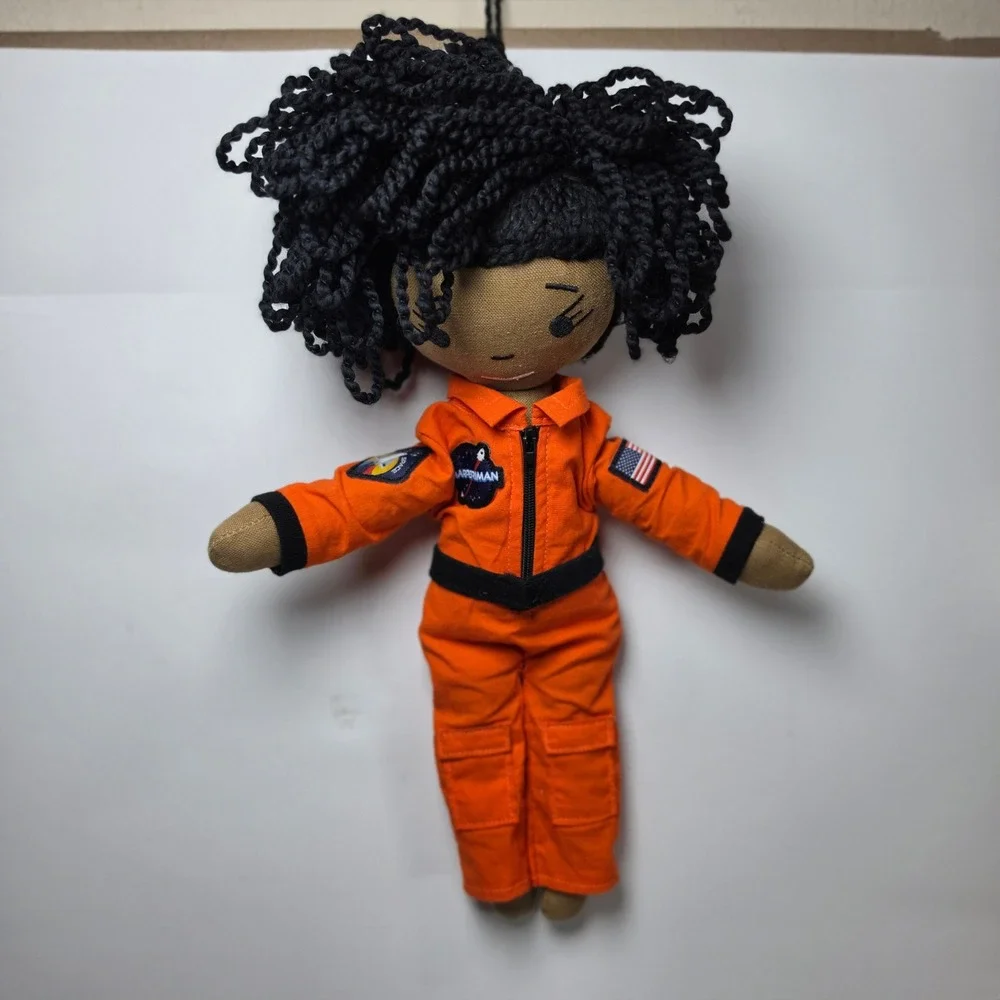 Harperiman Handmade‎ Cloth Astronaut Doll Orange Flight Suit NASA Style 14 Inch
